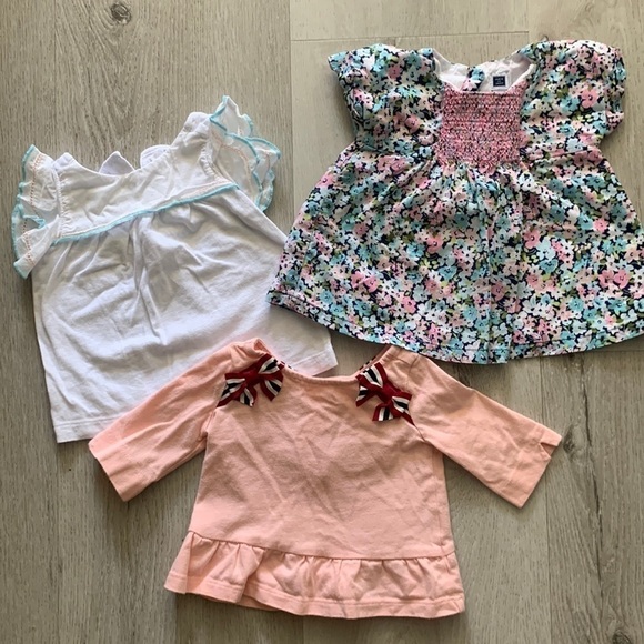 Janie and Jack Other - Janie And Jack bundle 3 tops 3/6M 6/12M floral smocked pink white blue summer